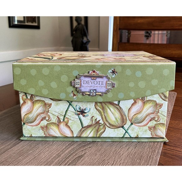Lori Siebert Hook & Loop Close Storage Box Tulips & Butterflies Devote Logo - Picture 1 of 12